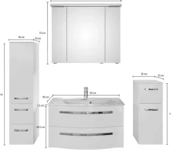 Saphir Badmöbel-Set »Serie 4005, vormontiert, Glaswaschbecken, Spiegelschrank« Set, 5 Stk. tlg.