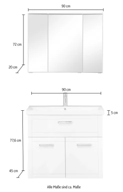 Saphir Badmöbel-Set »Serie 3007,Waschtisch mit Spiegelschrank« 3 Stk. tlg.