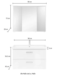 Saphir Badmöbel-Set »Serie 3007, Waschtisch mit Spiegelschrank« 3 Stk. tlg.