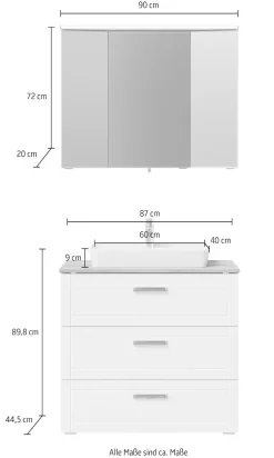 Saphir Badmöbel-Set »Serie 3007,Waschtisch mit Spiegelschrank« 4 Stk. tlg.