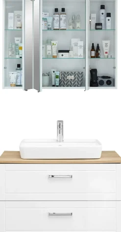 Saphir Badmöbel-Set »Serie 3007,Waschtisch mit Spiegelschrank« 4 Stk. tlg.