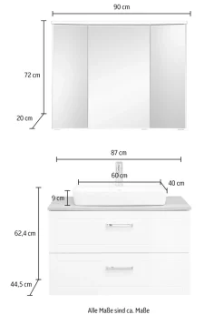 Saphir Badmöbel-Set »Serie 3007,Waschtisch mit Spiegelschrank« 4 Stk. tlg.