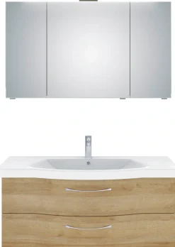 Saphir Badmöbel-Set »6005 Sprint Keramik-Waschtisch mit LED-Spiegelschrank, 122 cm breit« 2 Stk. tlg.