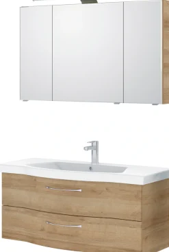 Saphir Badmöbel-Set »6005 Sprint Keramik-Waschtisch mit LED-Spiegelschrank, 122 cm breit« 2 Stk. tlg.
