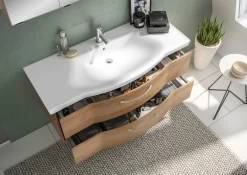 Saphir Badmöbel-Set »6005 Sprint Keramik-Waschtisch mit LED-Spiegelschrank, 122 cm breit« 2 Stk. tlg.