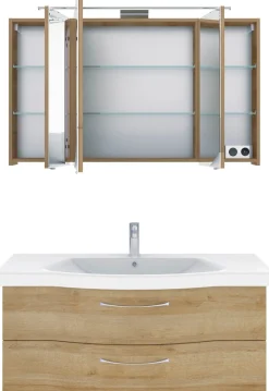 Saphir Badmöbel-Set »6005 Sprint Keramik-Waschtisch mit LED-Spiegelschrank, 122 cm breit« 2 Stk. tlg.