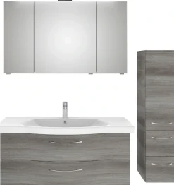 Saphir Badmöbel-Set »6005 Sprint 3-teilig, Keramik-Waschtisch mit LED-Spiegelschrank« 4 Stk. tlg.