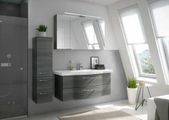 Saphir Badmöbel-Set »6005 Sprint 3-teilig, Keramik-Waschtisch mit LED-Spiegelschrank« 4 Stk. tlg.