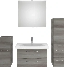 Saphir Badmöbel-Set »6005 Sprint 4-teilig, Keramik-Waschtisch mit LED-Spiegelschrank« 5 Stk. tlg.