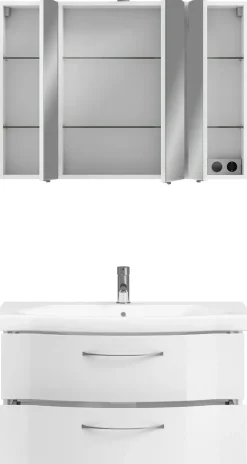Saphir Badmöbel-Set »6005 Sprint 2-teilig, Keramik-Waschtisch mit LED-Spiegelschrank« 2 Stk. tlg.