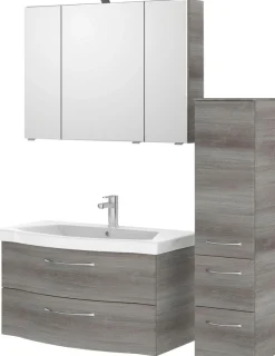 Saphir Badmöbel-Set »6005 Sprint 3-teilig, Keramik-Waschtisch mit LED-Spiegelschrank« 4 Stk. tlg.