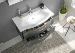Saphir Badmöbel-Set »6005 Sprint 3-teilig, Keramik-Waschtisch mit LED-Spiegelschrank« 4 Stk. tlg.
