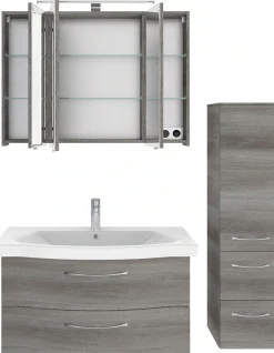 Saphir Badmöbel-Set »6005 Sprint 3-teilig, Keramik-Waschtisch mit LED-Spiegelschrank« 4 Stk. tlg.