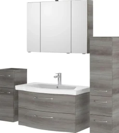 Saphir Badmöbel-Set »6005 Sprint 4-teilig, Keramik-Waschtisch mit LED-Spiegelschrank« 5 Stk. tlg.