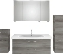 Saphir Badmöbel-Set »6005 Sprint 4-teilig, Keramik-Waschtisch mit LED-Spiegelschrank« 5 Stk. tlg.