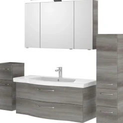 Saphir Badmöbel-Set »6005 Sprint 4-teilig, Keramik-Waschtisch mit LED-Spiegelschrank« 5 Stk. tlg.