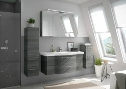 Saphir Badmöbel-Set »6005 Sprint 4-teilig, Keramik-Waschtisch mit LED-Spiegelschrank« 5 Stk. tlg.