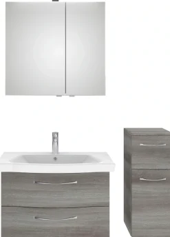 Saphir Badmöbel-Set »6005 Sprint 3-teilig, Keramik-Waschtisch mit LED-Spiegelschrank« 4 Stk. tlg.