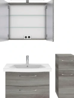 Saphir Badmöbel-Set »6005 Sprint 3-teilig, Keramik-Waschtisch mit LED-Spiegelschrank« 4 Stk. tlg.