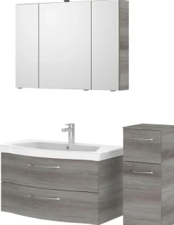 Saphir Badmöbel-Set »6005 Sprint 3-teilig, Keramik-Waschtisch mit LED-Spiegelschrank« 4 Stk. tlg.