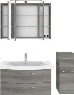 Saphir Badmöbel-Set »6005 Sprint 3-teilig, Keramik-Waschtisch mit LED-Spiegelschrank« 4 Stk. tlg.