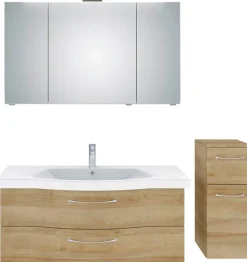 Saphir Badmöbel-Set »6005 Sprint 3-teilig, Keramik-Waschtisch mit LED-Spiegelschrank« 4 Stk. tlg.