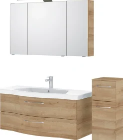 Saphir Badmöbel-Set »6005 Sprint 3-teilig, Keramik-Waschtisch mit LED-Spiegelschrank« 4 Stk. tlg.