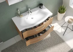 Saphir Badmöbel-Set »6005 Sprint 3-teilig, Keramik-Waschtisch mit LED-Spiegelschrank« 4 Stk. tlg.