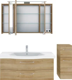 Saphir Badmöbel-Set »6005 Sprint 3-teilig, Keramik-Waschtisch mit LED-Spiegelschrank« 4 Stk. tlg.