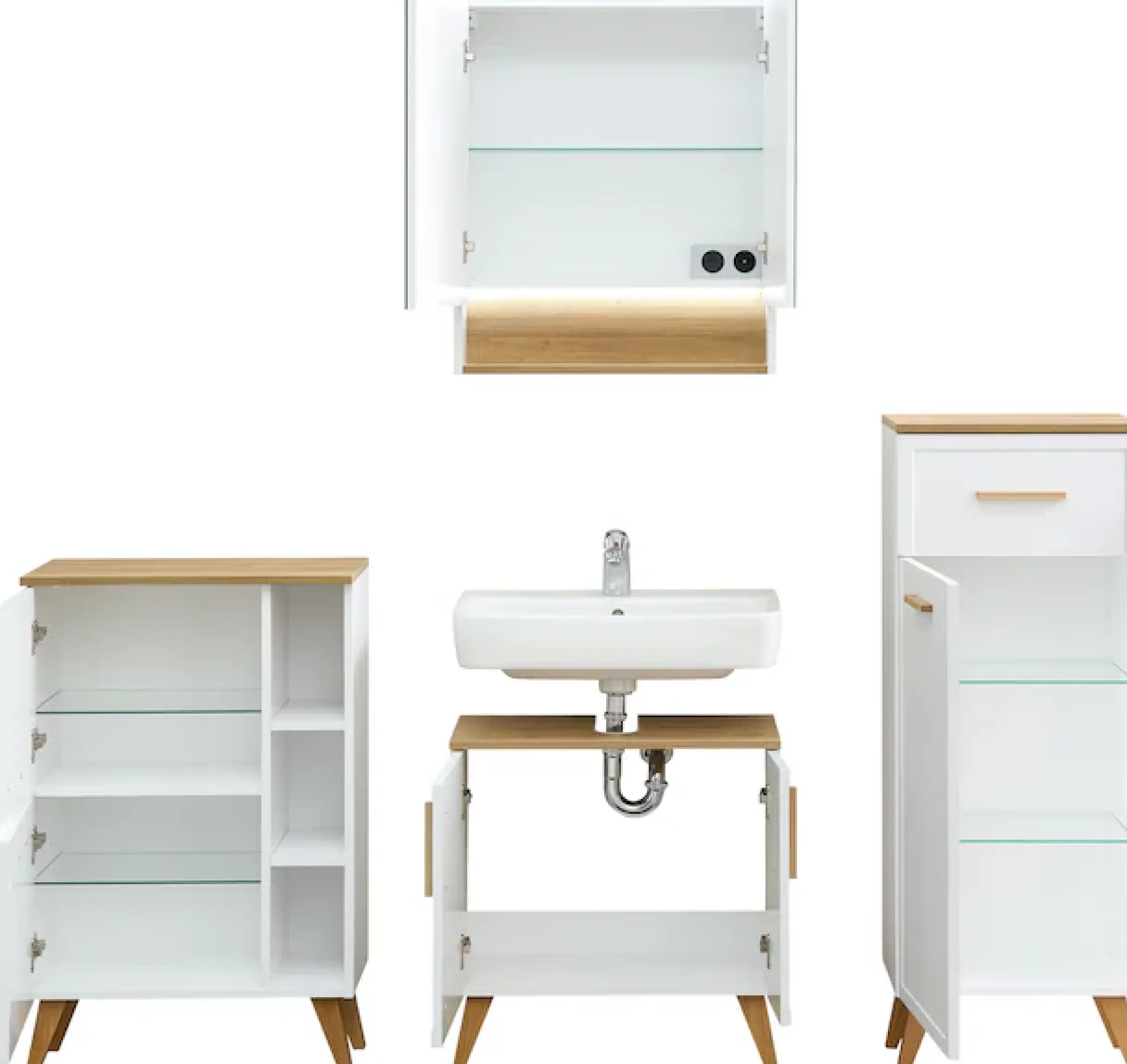 Saphir Badmöbel-Set »5-teilig, mit Soft-Close Türen und Fuß-Set« Set, 7 Stk. tlg.