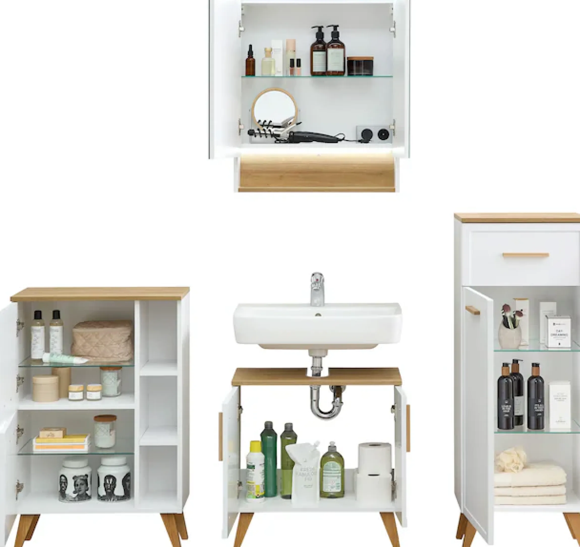Saphir Badmöbel-Set »5-teilig, mit Soft-Close Türen und Fuß-Set« Set, 7 Stk. tlg.