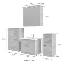 Saphir Badmöbel-Set »5-teilig, mit Spiegelschrank« Set, 5 Stk. tlg.