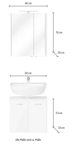 Saphir Badmöbel-Set »2-teilig, Waschbeckenunterschrank mit Spiegelschrank« Set, 2 Stk. tlg.