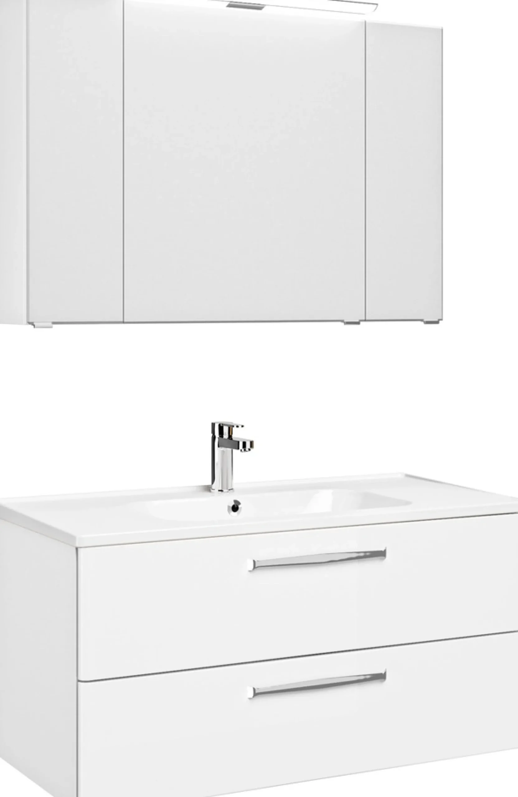 Saphir Badmöbel-Set »Trentino 2-teilig Keramik-Waschtisch, Spiegelschrank mit LED-Leuchte« 3 Stk. tlg.
