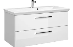 Saphir Badmöbel-Set »Trentino 2-tlg Mineralmarmor-Waschtisch, Spiegelschrank mit LED-Profil« 3 Stk. tlg.
