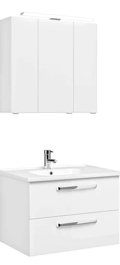 Saphir Badmöbel-Set »Trentino 2-teilig Keramik-Waschtisch, Spiegelschrank mit LED-Leuchte« 3 Stk. tlg.