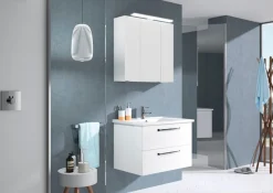 Saphir Badmöbel-Set »Trentino 2-teilig Keramik-Waschtisch, Spiegelschrank mit LED-Leuchte« 3 Stk. tlg.