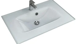 Saphir Badmöbel-Set »Trentino 2-teilig Glas-Waschtisch, Spiegelschrank mit LED-Profil« 3 Stk. tlg.