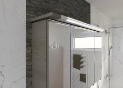 Saphir Badmöbel-Set »Trentino 2-tlg Mineralmarmor-Waschtisch, Spiegelschrank mit LED-Profil« 3 Stk. tlg.