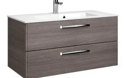 Saphir Badmöbel-Set »Trentino 2-tlg Mineralmarmor-Waschtisch, Spiegelschrank mit LED-Profil« 3 Stk. tlg.