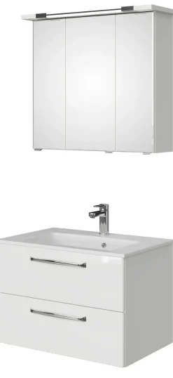 Saphir Badmöbel-Set »Trentino 2-tlg. Mineralmarmor-Waschtisch,Spiegelschrank mit LED-Profil« 3 Stk. tlg.