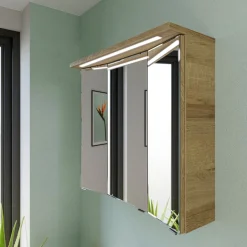 Saphir Badmöbel-Set »Trentino 2-teilig Mineralmarmor-Waschtisch mit LED-Spiegelschrank« 3 Stk. tlg.