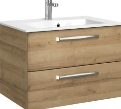 Saphir Badmöbel-Set »Trentino 2-teilig Mineralmarmor-Waschtisch mit LED-Spiegelschrank« 3 Stk. tlg.