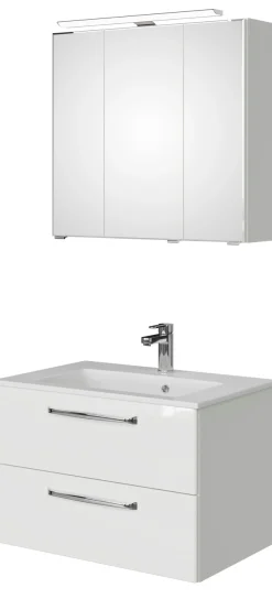 Saphir Badmöbel-Set »Trentino 2-tlg Mineralmarmor-Waschtisch,Spiegelschrank mit LED-Leuchte« 3 Stk. tlg.