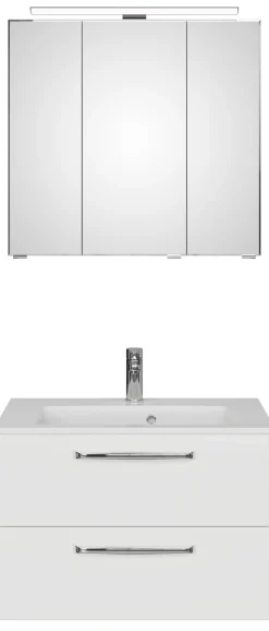Saphir Badmöbel-Set »Trentino 2-tlg Mineralmarmor-Waschtisch,Spiegelschrank mit LED-Leuchte« 3 Stk. tlg.