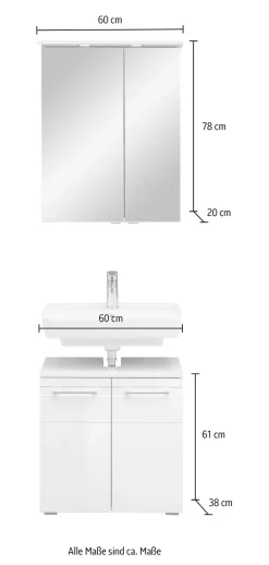 Saphir Badmöbel-Set »Waschbeckenunterschrank mit Spiegelschrank« Set, 2 Stk. tlg.