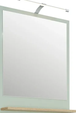 Saphir Badspiegel »Quickset 963 Spiegel mit Ablage, 60 cm breit, 74,5 cm hoch« Flächenspiegel Salbei Nachbildung, Riviera Eiche quer Nachbildung