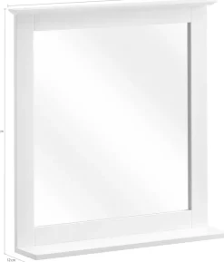 Saphir Badspiegel »Quickset 928 Spiegel mit Ablage, 60 cm breit, Landhaus-Stil« Flächenspiegel Weiß Glanz, ohne Beleuchtung, rechteckig