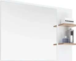 Saphir Badspiegel »Quickset 923 Spiegel 100 cm breit mit seitlicher Ablage« Flächenspiegel Weiß Glanz, Riviera Eiche quer Nachbildung