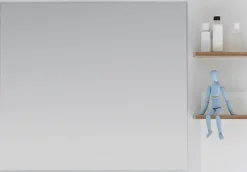 Saphir Badspiegel »Quickset 923 Spiegel 100 cm breit mit seitlicher Ablage« Flächenspiegel Weiß Glanz, Riviera Eiche quer Nachbildung